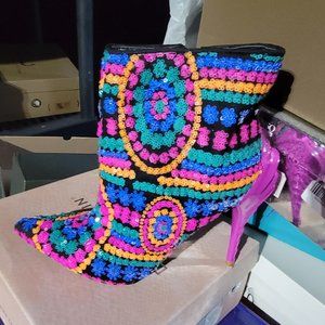 Privileged Pink and Blue Sequin Booties